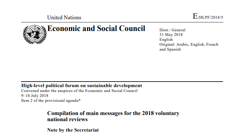 Compilation of main messages for the 2018 voluntary national reviews