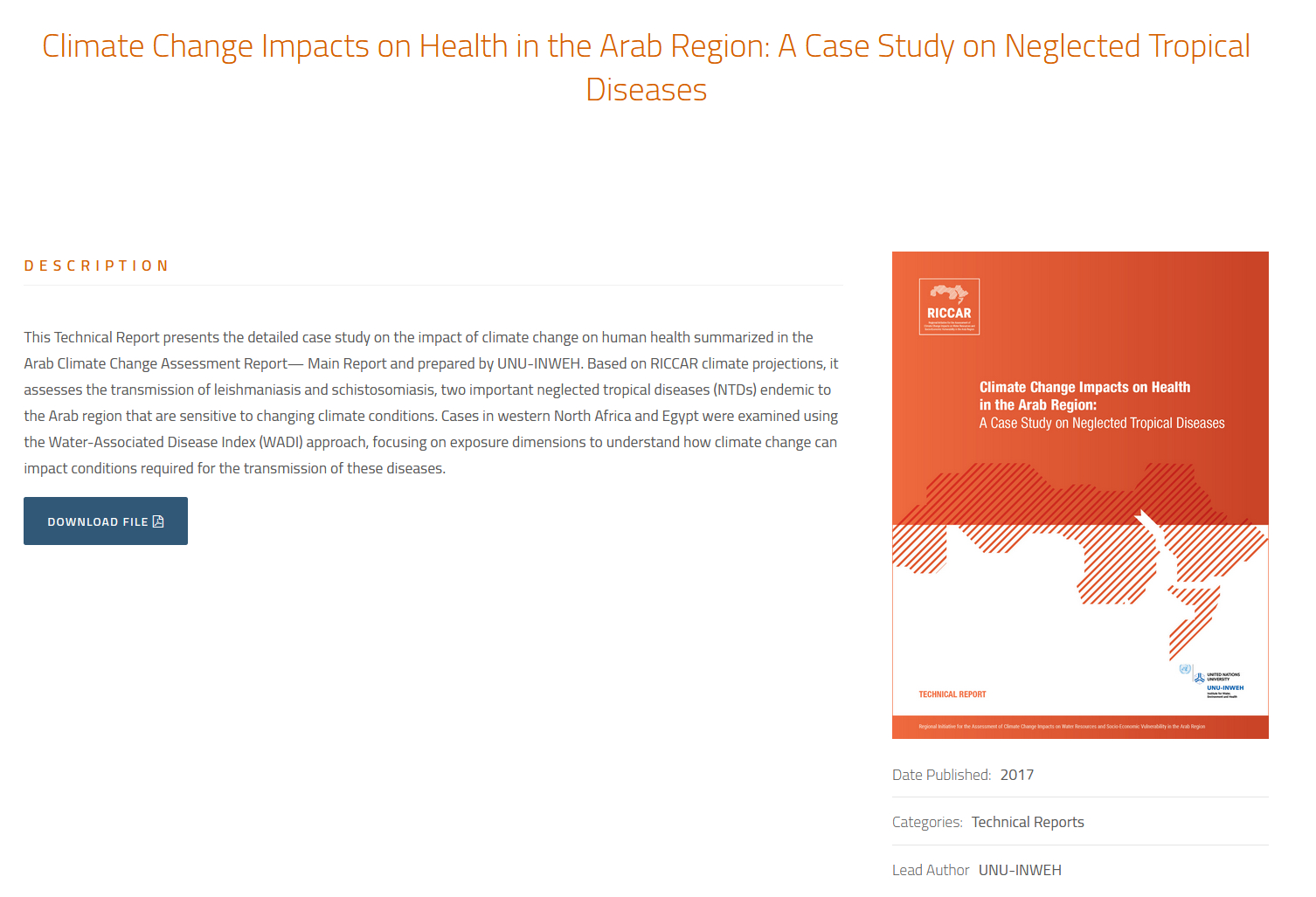 Climate Change Impacts on Health in the Arab Region: A Case Study on Neglected Tropical Diseases