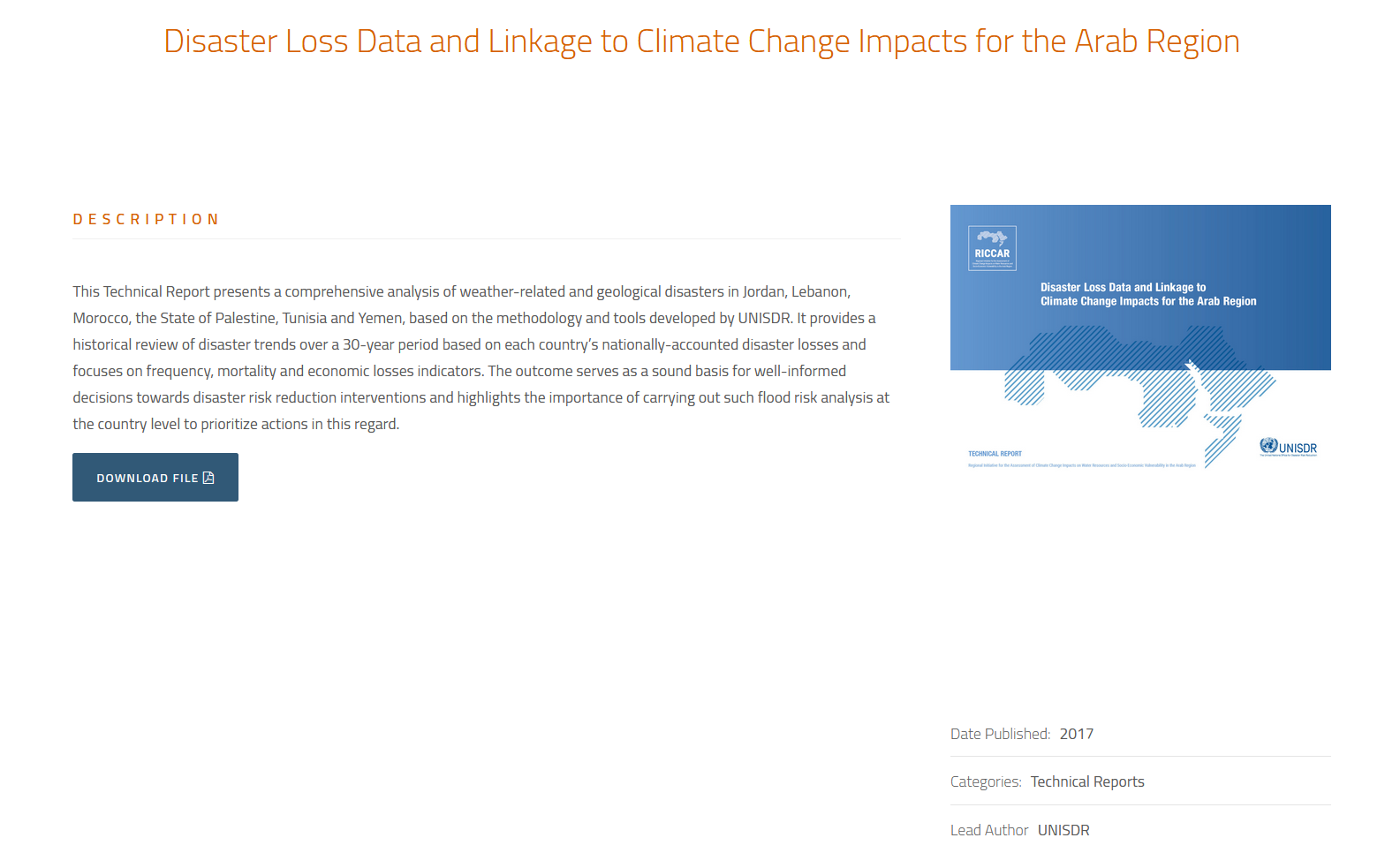 Disaster Loss Data and Linkage to Climate Change Impacts for the Arab Region