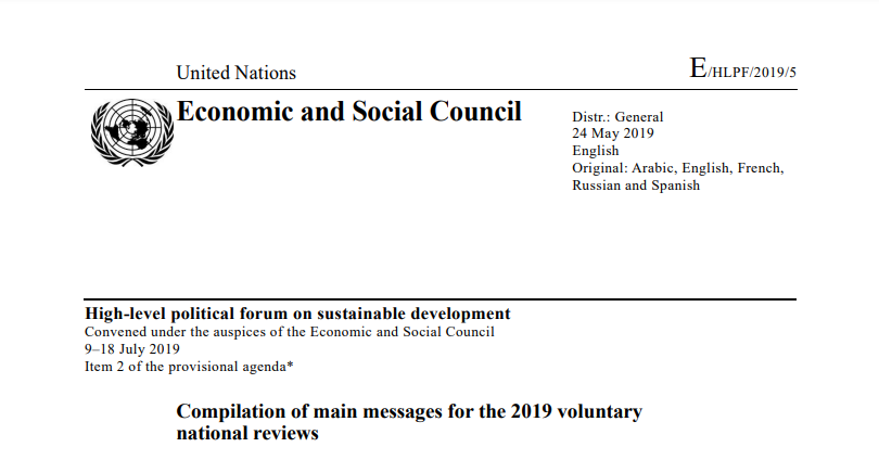 Compilation of main messages for the 2019 voluntary national reviews