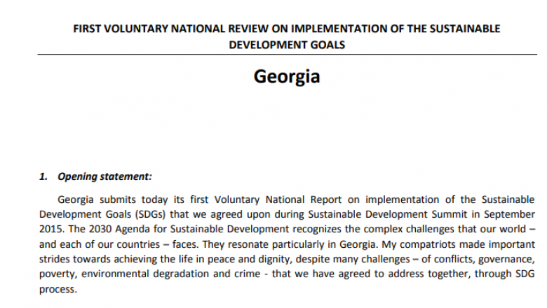 First Voluntary National Review on Implementation of the Sustainable Development Goals, Georgia