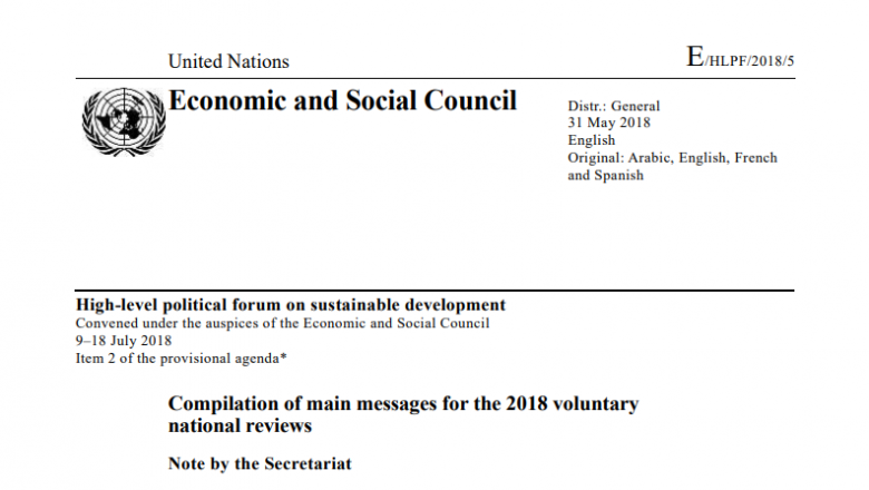 Compilation of main messages for the 2018 voluntary national reviews