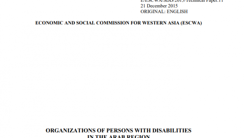 Organizations of Persons with Disabilities in the Arab Region A Preliminary Study