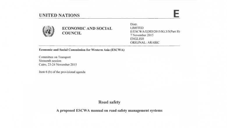Road Safety: A proposed ESCWA manual on road safety management systems