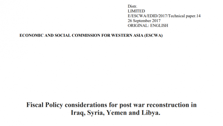 Fiscal Policy considerations for post war reconstruction in Iraq, Syria, Yemen and Libya