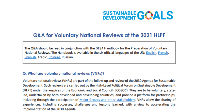 Q&A for Voluntary National Reviews at the 2021 HLPF